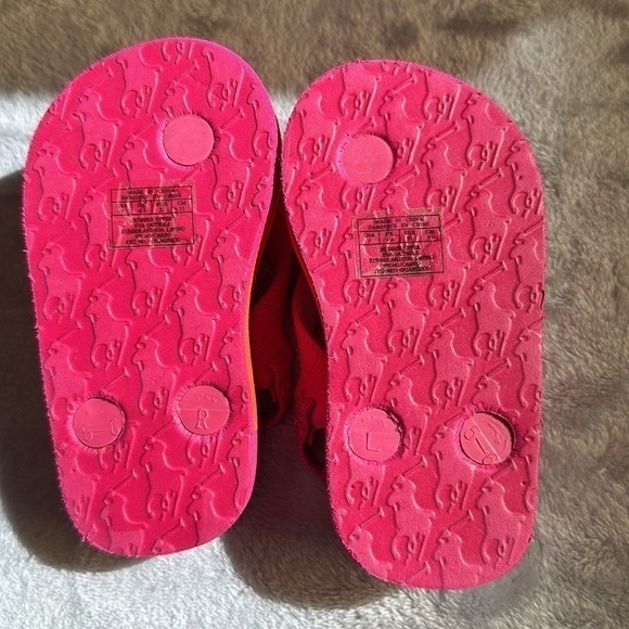Polo - NWOT -  Pink/Orange summer flip flops. Size 5 - Picture 5 of 5